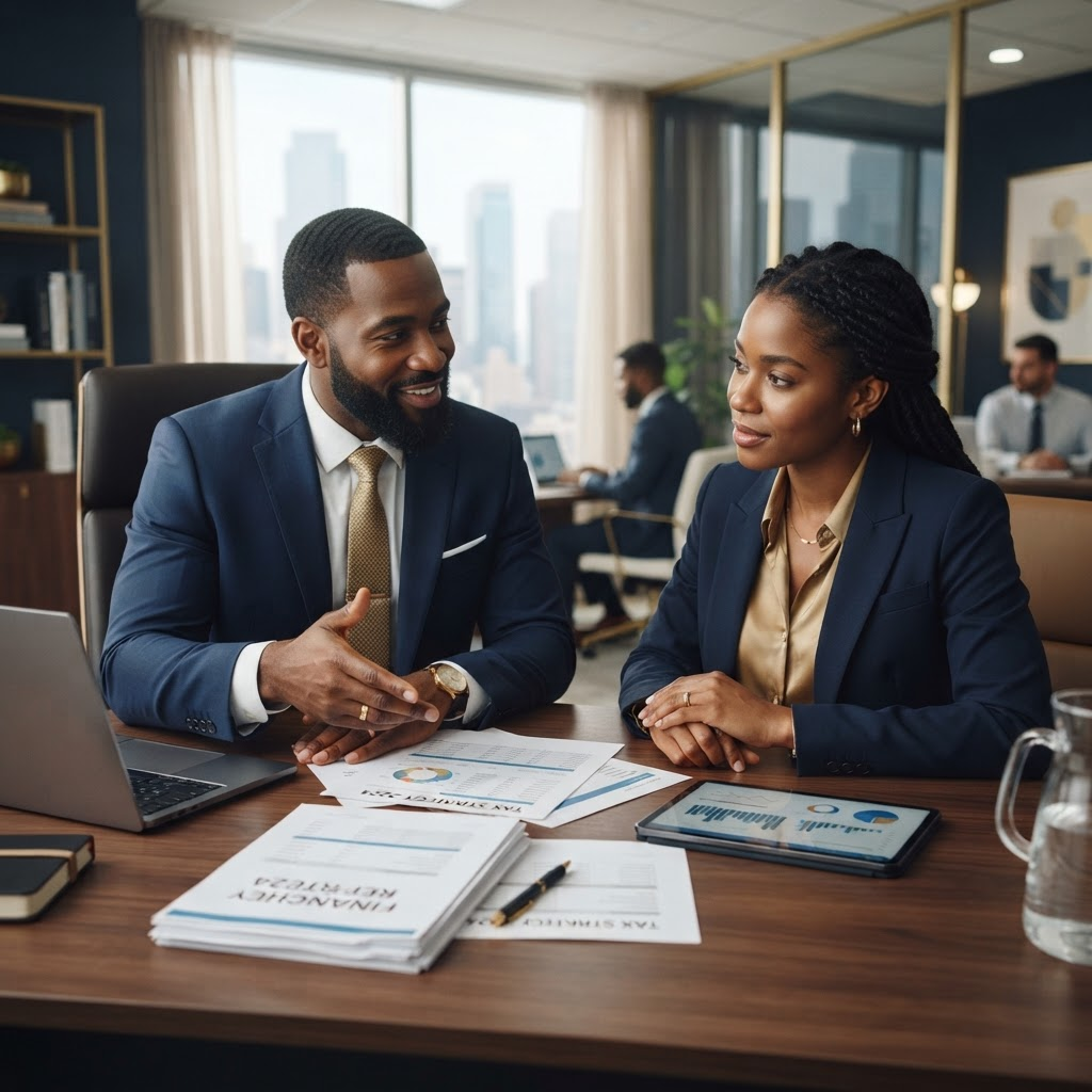 A Tax Minds advisor guiding a client through their financial documents